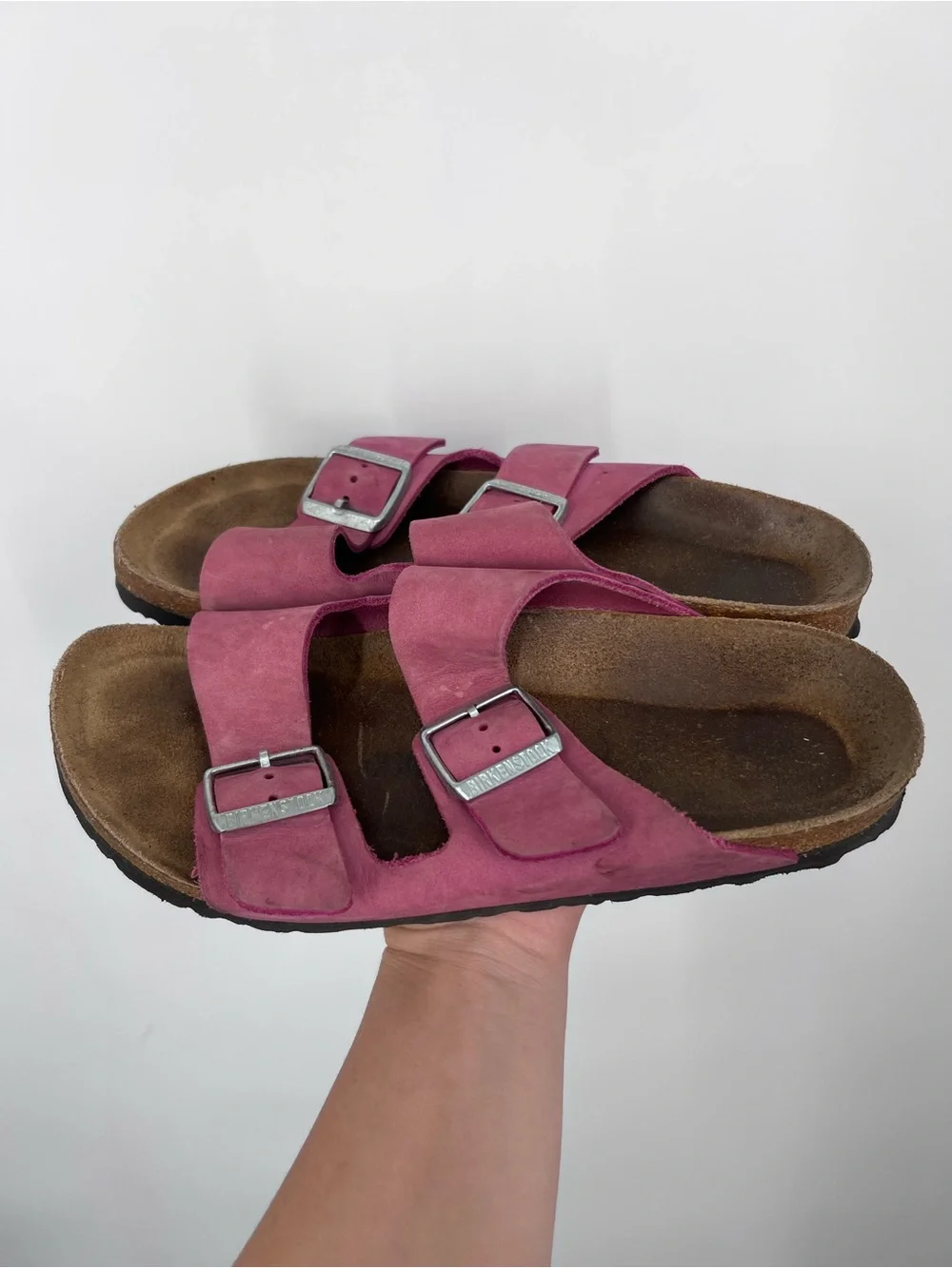 Birkenstock Dark Fuchsia Pink Suede Arizona Sandals 39